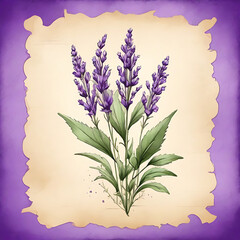 lavender in parchment paper background
