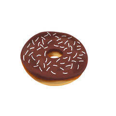 Illustration a chocolate donut with sprinkles