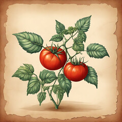 tomato tree in parchment paper background