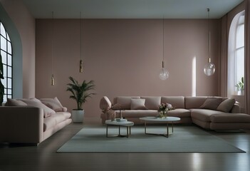 Pastel Pink theme color interior Lounge Minimalist