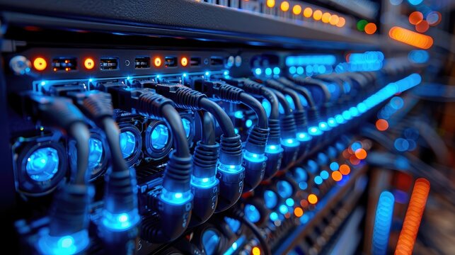 data center and network devices in high performance operation based,art illustration