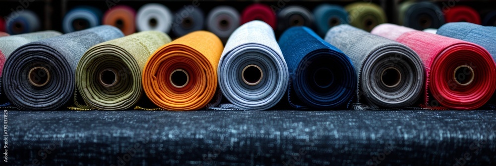 Aufkleber a colorful array of fabric spools showcases the diversity of materials in the textile industry