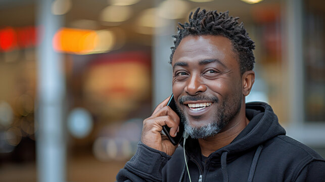 Man With Dreadlocks Talking on Cell Phone