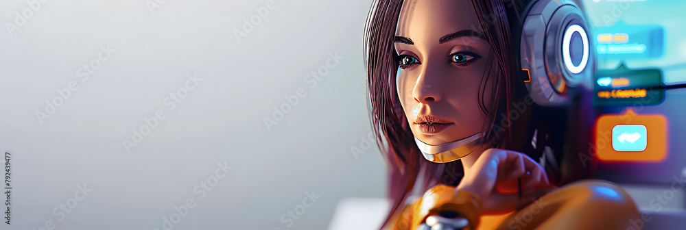 Poster ai chatbots working and chatting in computer,