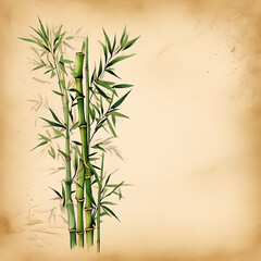 Fototapeta na wymiar bamboo in parchment paper background