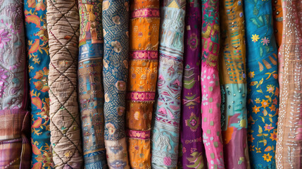 Textured handmade Backgrounds of textiles with unique patterns from India