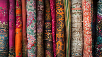Textured handmade Backgrounds of textiles with unique patterns from India. retro color. Hand drawn Wallpaper, cloth design, fabric, paper, textile