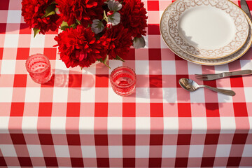 red and white tablecloth italian style texture wallpaper