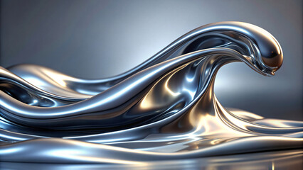 Abstract silver metal background with a flowing wave design