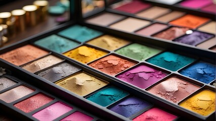  Vibrant eyeshadow palette with bold, contrasting colors 