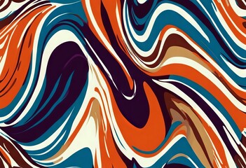 'Aesthetic Seamless Groovy Style Seventies Wallpaper Background Swirl Pattern Wavy Hippie Vector Design Summer Vintage Art Illustration Wall Retro Smile Wave Orange Geometric'