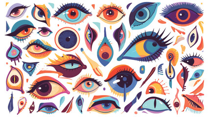 Set of various hand drawn doodle eyes vector flat i