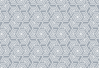 Abstract geometric pattern with stripes, lines. Seamless vector background. White and gray ornament. Simple lattice graphic design - 792448291