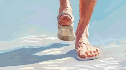 human feet walking along the background. AI generated