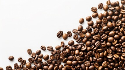 Piles of coffee beans on white background. generative ai