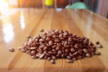 Many aroma roasted brown coffee beans