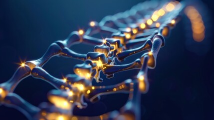 human spine with the dna light in science fiction theme AI generated - obrazy, fototapety, plakaty