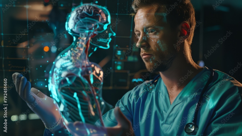 Poster Doctor Interacting with 3D Hologram