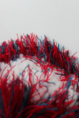 Texture Of Red And Blue Threads And Wadding Fabric For Stuffing Stock Photo For Vertical Story 
