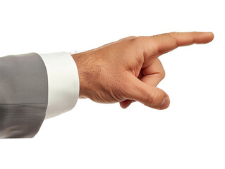 Obraz premium a businessman hand point to something isolated on transparent background