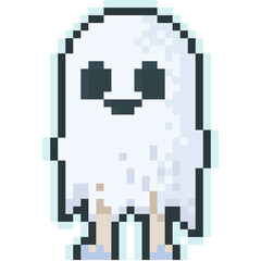 Pixel art happy ghost character