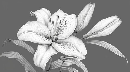 Flowers: A lily, with its graceful petals and elegant shape