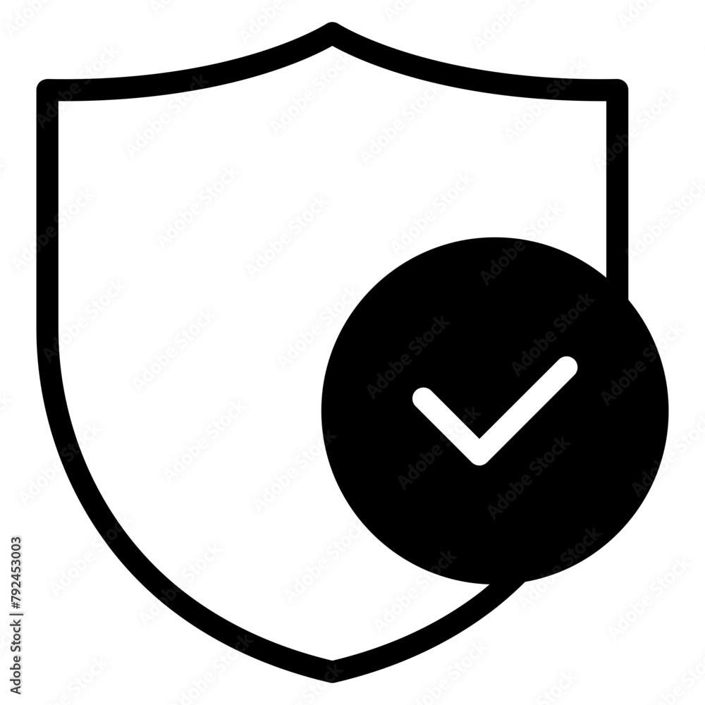 Sticker shield with checkmark icon