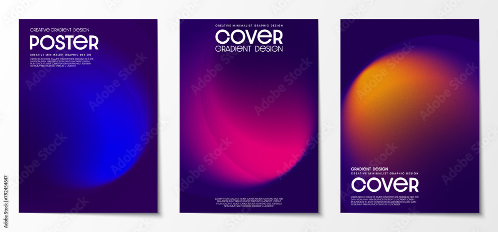 Poster gradient blurred backgrounds set with modern abstract colorful patterns graphic. design template col