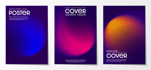 Gradient blurred backgrounds set with modern abstract colorful patterns graphic. Design template collection for cover and poster. Vector illustration