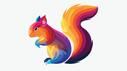 Creative colorful squirrel logo design template Hand