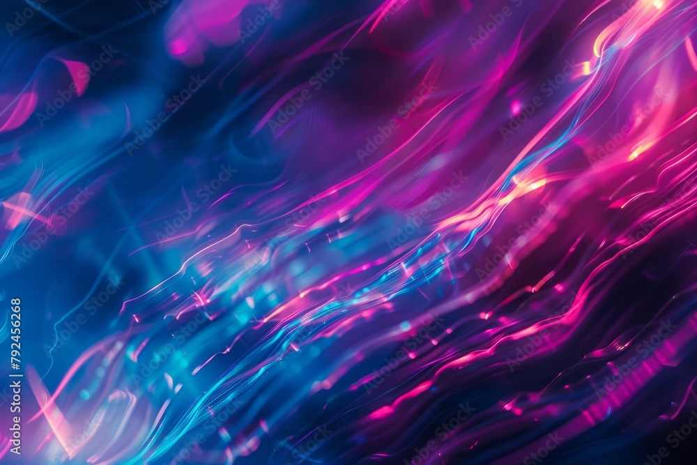 Poster a dynamic abstract background featuring shades of blue and pink with a profusion of light creating a