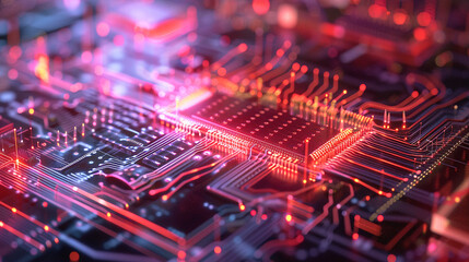 background for it technology, quantum computer, quantum processor, circuit board, and high tech. - obrazy, fototapety, plakaty