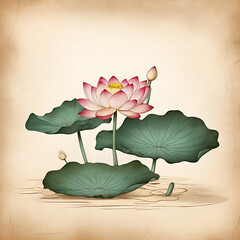 lotus in parchment paper background

