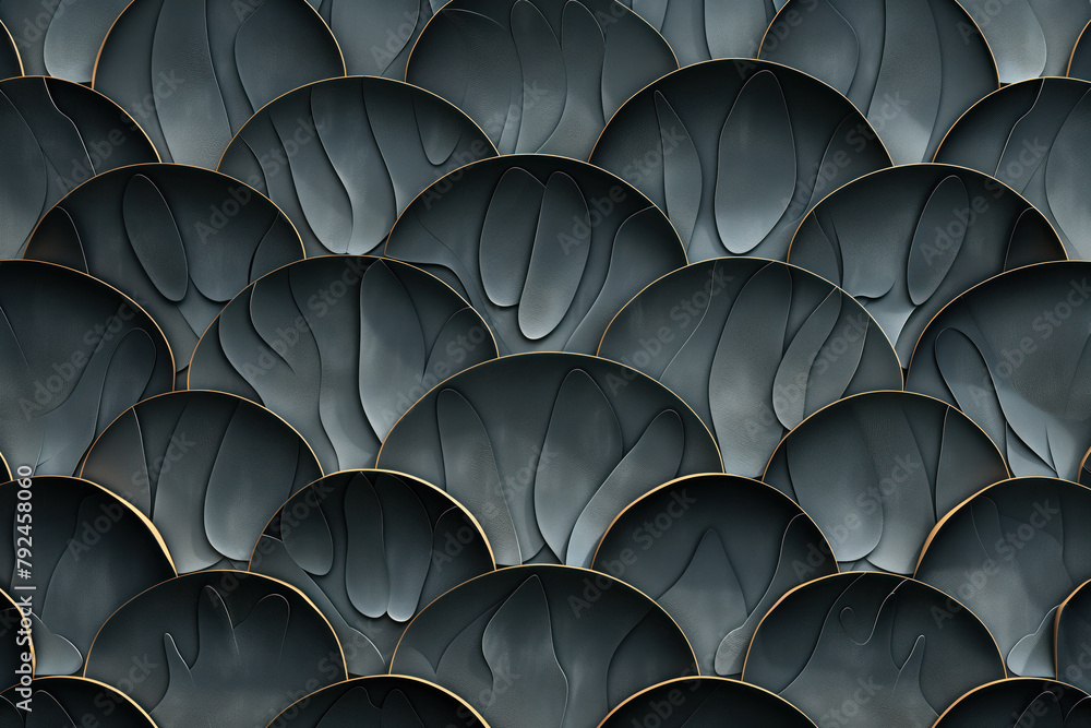 Poster Sophisticated abstract 3d pattern. Japanese and Scandinavian style. Background image. Created with Generative AI technology.