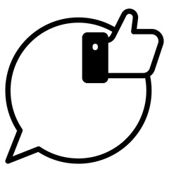 Likes with comment icon. Bubble speech talk with thumb up icon. Testimonials and customer relationship management concept.