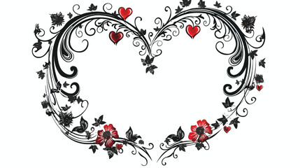 Decorative Frame with Heart Design Hand drawn style vector