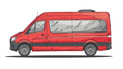 Delivery service concept. Cargo van and courier. vector