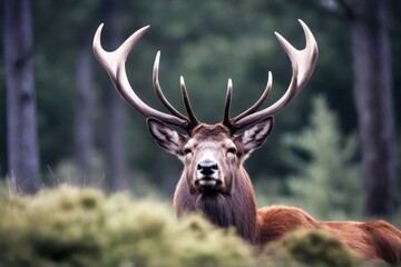 'isolated white deer red stag mature cervid antler elk animal background wildlife buck front head looking male mammal nature1 portrait grooved standing studio'