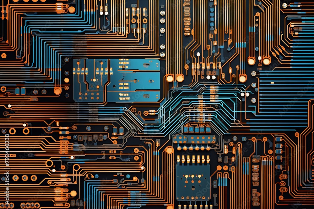 Poster electric circuit board layouts: captivating microchip pattern backgrounds