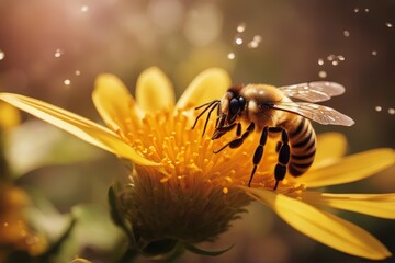 'collecting honeybee pollen bee honey lavandula sage purple flower insect pollination spring summer...