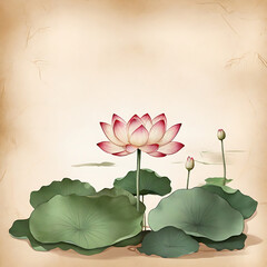 lotus in parchment paper background
