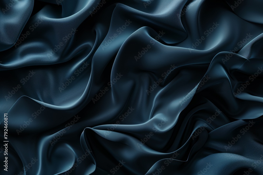 Poster a close-up view of an abstract, dark matte textile with soft undulating waves creating a visually so