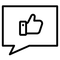 Likes with comment icon. Bubble speech talk with thumb up icon. Testimonials and customer relationship management concept.