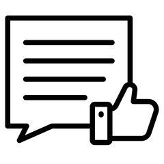 Likes with comment icon. Bubble speech talk with thumb up icon. Testimonials and customer relationship management concept.
