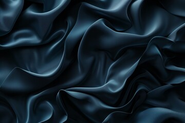 Obraz premium A close-up view of an abstract, dark matte textile with soft undulating waves creating a visually soothing background