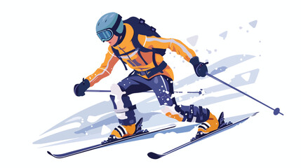 Fototapeta na wymiar Disabled woman skier with amputated leg vector flat isolated