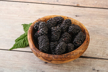 Natural organic blackberry in the bowl