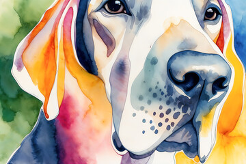 Great Dane Abstract Isolated Watercolor Pet Portrait with copy space - obrazy, fototapety, plakaty