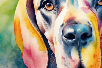 Great Dane Abstract Watercolor Pet Portrait - obrazy, fototapety, plakaty