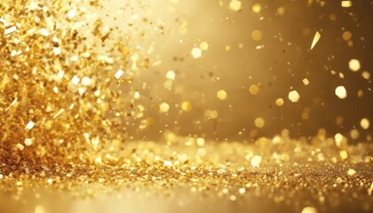 'Abstract particles right. background confetti come left golden gold glistering spark particle...